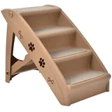 Costway 4-Stufige Haustiertreppe Hunderampe Tragbar Tiertreppe Braun