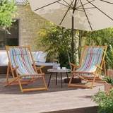 Tidyard Strandstühle 2 STK. Klappbar Strandstuhl Liegestuhl Sonnenliege Liege Strandliege Gartenliege Mehrfarbig Stoff
