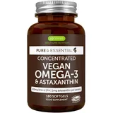 Omega 3 vegan,180 Kapseln, 1344mg Algenöl pro Tag mit 600 mg DHA & EPA, Omega 3 Algenöl hochdosiert mit 1mg Astaxanthin, 1 Monat Vorrat, von Igennus