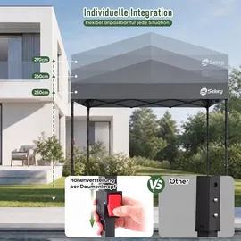 Sekey Faltpavillon 3 x 3 m inkl. 4 Seitenteile Grau