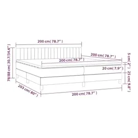 vidaXL Boxspringbett mit Matratze & LED Blau 200x200 cm Stoff