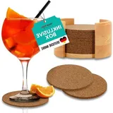 Famanu Untersetzer aus Kork - hitzebeständig - Set von 10 - braun - 10 cm