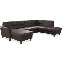 CAVADORE Wohnlandschaft Palera / U-Form Sofa mit Schlaffunktion, Stauraum und Federkern / 314 x 89 x 212 / Mikrofaser in Lederoptik, Braun