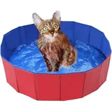 Faltbarer Hundepool, Hundepool, Umweltfreundliches Pvc, Rutschfest, Mit Ablassventil, Sommerpool, Hunde- Und Katzenpool (50 X 8 Cm)