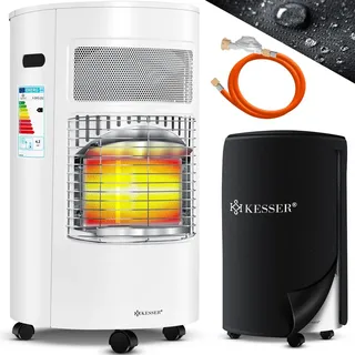 Kesser KESSER® Gasheizer Keramik 4200 Watt Gas Heizstrahler inkl. Gasdruckregler Gasschlauch - Gasheizofen inkl. Schutzhülle Gasheizgerät, Infrarot Keramikbrenner, Butan- oder Propangasflaschen