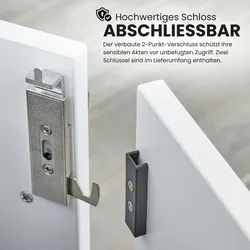 bümö Aktenschrank abschließbar, Büroschrank Holz 80cm breit in Ahorn/Beton - abschließbarer Schrank mit Aktenregal für's Büro & Arbeitszimmer, Büro