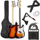 3rd Avenue 3/4 Größe Mini Electric Bass Gitarren -Anfänger -Pack -Kit Mit 15 W -Verstärker, Beutel, Kabel, Riemen, Ständer Und Ersatzschnitten - Schwarz