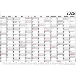 Jahresplaner "Müritz" XL 12 Monate Schwarz-Rot - Kalender 2026