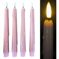 Online-Fuchs LED-Kerze 4 LED Stabkerzen im Set mit Wachstropfen aus Echtwachs - (Fernbedienung und Timerfunktion -, Creme, Weiß, Rosa, Salbei Grün), 198 rosa