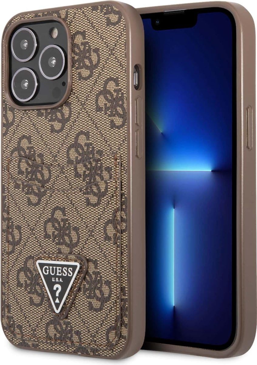 Guess GUHCP13XP4TPW Hülle für iPhone 13 Pro Max 6,7" braun/Brown hardcase 4G Triangle Logo Cardslot