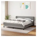 Lattenrost mit Matratze, hellgrau, 160 x 200 cm, Stoff, Plattformbett, mit Lattenhalter, einfache Montage für Schlafzimmer, Erwachsene