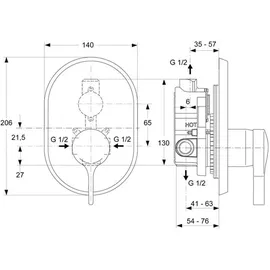 Ideal Standard Melange Duscharmatur Unterputz rund für 1 Verbraucher Chrom A4273AA