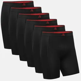 Danish Endurance Bamboo Trunks Extra Long rot/schwarz L 6er Pack