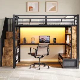 stilvora Hochbett 140 x 200 cm Metall schwarz