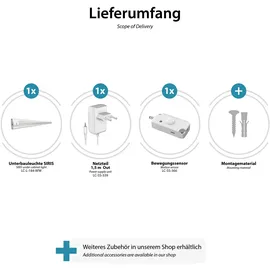 ledscom.de LED Unterbau-Leuchte SIRIS weiß matt mit Netzteil und Bewegungsmelder, flach, 90cm, 963lm, warm-weiß