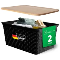 Novaliv 2x Novaliv Aufbewahrungsbox 2x Aufbewahrungsbox, 2x Holzdeckel