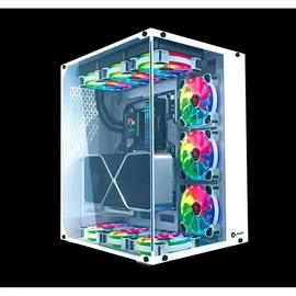 TALIUS Cronos Frost ATX-Gaming-Box, gehärtetes Glas, Lüfter Iris ARGB (in DREI Farben erhältlich) (Weiß)