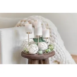 Edzard Adventskranz Milano Up, ø 30 cm, Edelstahl glänzend vernickelt, für Stumpenkerzen ø 6