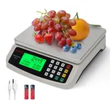 KNSWE Waage Küchenwaage Groß Edelstahl Digitalwaage 40kg zum Gastronomie Messen von Fleisch Wurst so Weiter Obstwaage mit Zähl Tara Funktion Feinwaage 1g LCD Display und 5 Maßeinheit