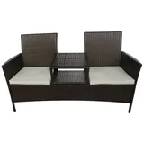 vidaXL Gartensofa mit Teetisch Tisch 2-Sitzer Gartenbank Gartenmöbel Gartenset Sitzgruppe Sofa Lounge Sitzbank Stuhl Poly Rattan Braun