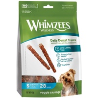 WHIMZEES By Wellness Veggie-Wurst, Kaustangen für kleine Hunde zur Zahnpflege, Größe S, 28 Stück, ohne Zuckerzusatz, getreidefrei, natürlich, fettarm