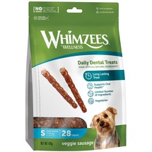 WHIMZEES By Wellness Veggie-Wurst, Kaustangen für kleine Hunde zur Zahnpflege, Größe S, 28 Stück, ohne Zuckerzusatz, getreidefrei, natürlich, fettarm