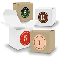 Adventskalender zum Füllen 24x Würfel WEISS BRAUN 650mm u Stickerbogen V06 Z02
