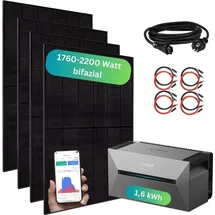 myvoltaics Balkonkraftwerk mit Speicher 1760+ Watt - inkl. Anker SOLIX Solarbank 2 Pro (1,6 kWh)