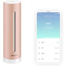 Netatmo Smarter Raumluftsensor für Innenräume, CO2-Sensor, Temperatur, Luftfeuchtigkeit, Geräusch - Haussteuerung, Gesundes Raumklima, Automatische Alarme - NHC-EC
