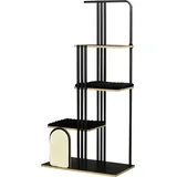 PawHut Katzenbaum 170 cm Kratzbaum mit Kissen Kletterbaum mit Kratzbrett, Stahl, Schwarz