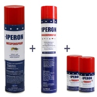 IPERON® 3 x 750 ml Ungezieferspray & 3 x 200 ml Fogger & 3 x 400 ml Wespenspray im Set + Zeckenhaken