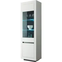 Furn.design Vitrine, Weiß, Anthrazit, Glas, Nachbildung, 3 Fächer, Sockel,