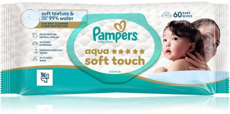 Pampers Aqua Soft Touch feuchte Feuchttücher für Kinder 60 St.