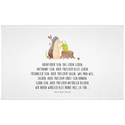 Mr. & Mrs. Panda Handtuch Igel mit Federkopfschmuck – Weiß – Geschenk, Kinder Handtuch, Camping, (1-St) weiß 50 cm x 30 cm