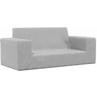 vidaXL Kindersofa 2-Sitzer Hellgrau Weich Plüsch