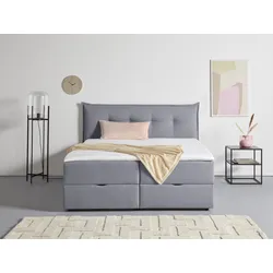 Boxbett ANDAS "Kederleicht", grau, B:195cm L:213cm, Komplettbetten, Boxspringbett, inklusive Bettkasten & Topper, in 4 Breiten und 2 Härtegraden