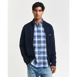 GANT Herren. Strickjacke - CASUAL COTTON ZIP Cardigan Stehkragen, Baumwolle Navy XXL, Lässig, Langarm, Marine