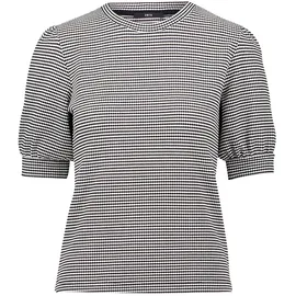 Zero Strukturshirt mit kurzen Puffärmeln in BlackCream | Gr.: 36