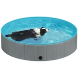 EUGAD Hundepool für mittelgroße Hunde, faltbares Planschbecken, Hundebadewanne, Swimmingpool, 120x30cm Grau 0006GYYC