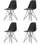 Vitra - Eames Plastic Side Chair DSR RE, basic dark / tiefschwarz (Filzgleiter basic dark) (4er-Set)