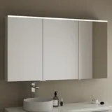 burgbad Eqio Spiegelschrank mit LED-Aufsatzleuchte 140 cm Links, Badmöbel, frassino dekor cappuccino (Melamin)
