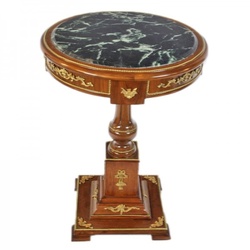 Casa Padrino Barock Beistelltisch mit Marmorplatte Mahagoni / Gold H80 x 55cm - Empire Antik Stil Tisch - Möbel