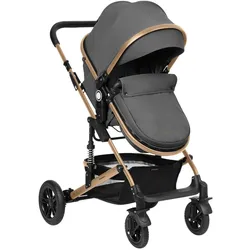 Kikkaboo Kombikinderwagen Amaia 3in1 i-Size Babyschale umbaubar Federung Tasche dunkelgrau
