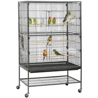 homevive Vogelkäfig Vogelvoliere 52 x 79 x 131 cm schwarz