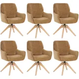 6er-Set Esszimmerstuhl HWC-Q37, drehbar, Stoff (680g/m2) Chenille Öko-Tex Holz