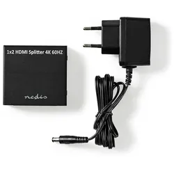 Nedis HDMI  Splitter - 2-Port port(s) - HDMI Eingang - 2x HDMI Ausgang - 4K@60Hz - 18 Gbps - Metall - Anthrazit