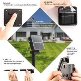 Montegoni Lichterkette Solar LED 8m 40 LEDs IP65 8 Modi warmweiß