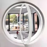 TWHZSAI Drehbares rundes Fenster aus Aluminiumlegierung, Bullauge-Fenster aus gehärtetem Glas zur Wandtion mit Griff, Flügelfenster zur Wohntion in der Küche, Weiß 3,70 cm