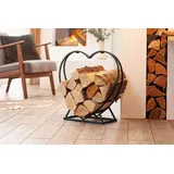 Dekoleidenschaft Kaminholz Regal "Herz" aus Metall, schwarz, Holzständer, Holzlager - Schwarz
