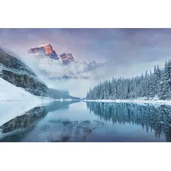 Fototapete PAPERMOON "Schneelandschaft", bunt, B:3,00m L:2,23m, Vlies, Tapeten